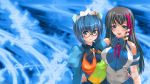  2girls artist:unknown black_hair blue_eyes blue_hair character:2k-tan character:xp-tan detached_sleeves wallpaper windows_2000 windows_xp  rating:Questionable score:0 user:LucasW4R